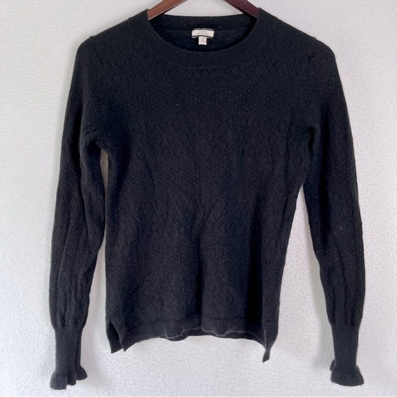 J Crew 100% cashmere sweater women's small black sweater with perforated  pattern tourism.sg.gov.lk